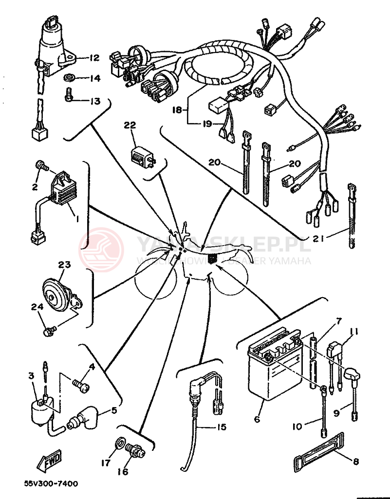 Schemat "układ elektryczny" do Yamaha XT350