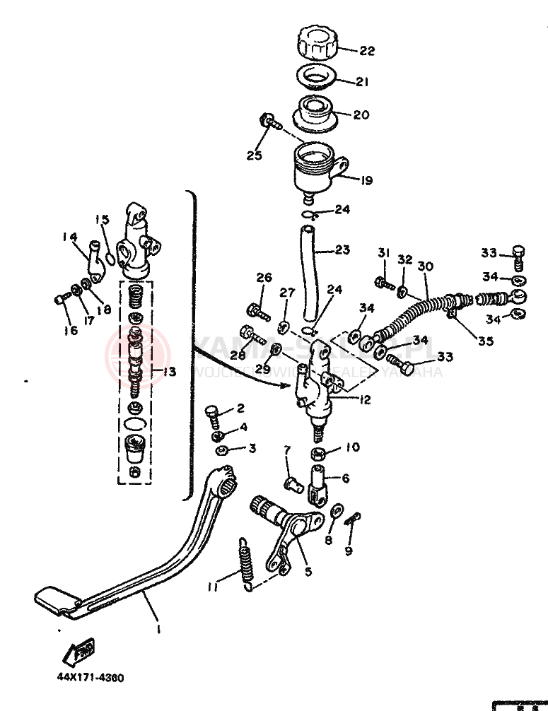 Schemat "Pompa hamulcowa tył" do Yamaha XJ900