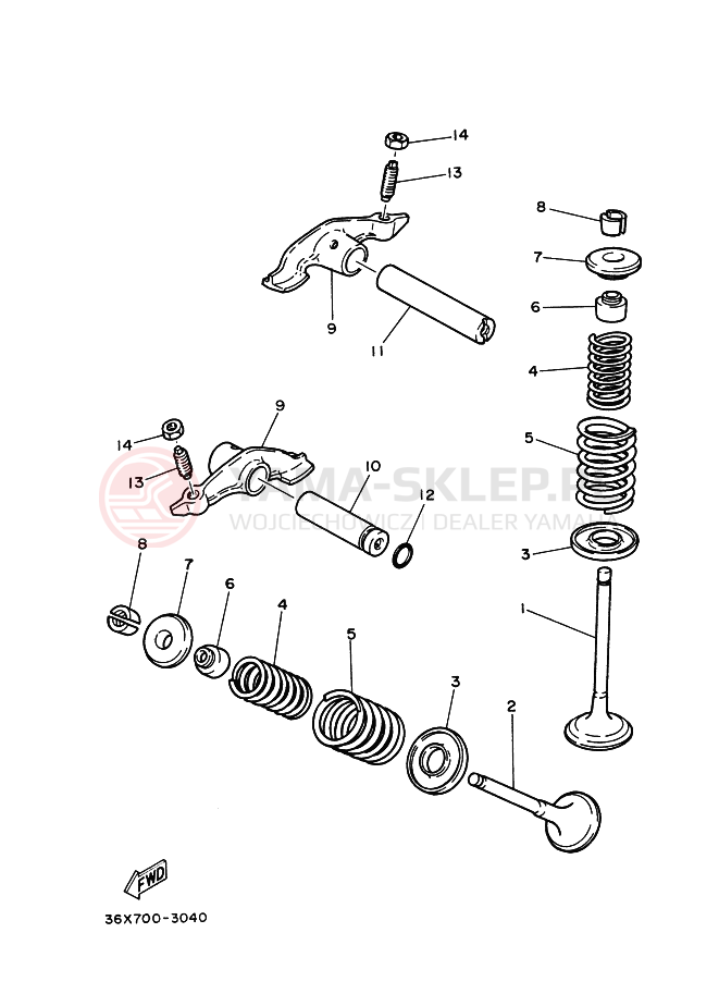 Schemat "zawory" do Yamaha AG200F