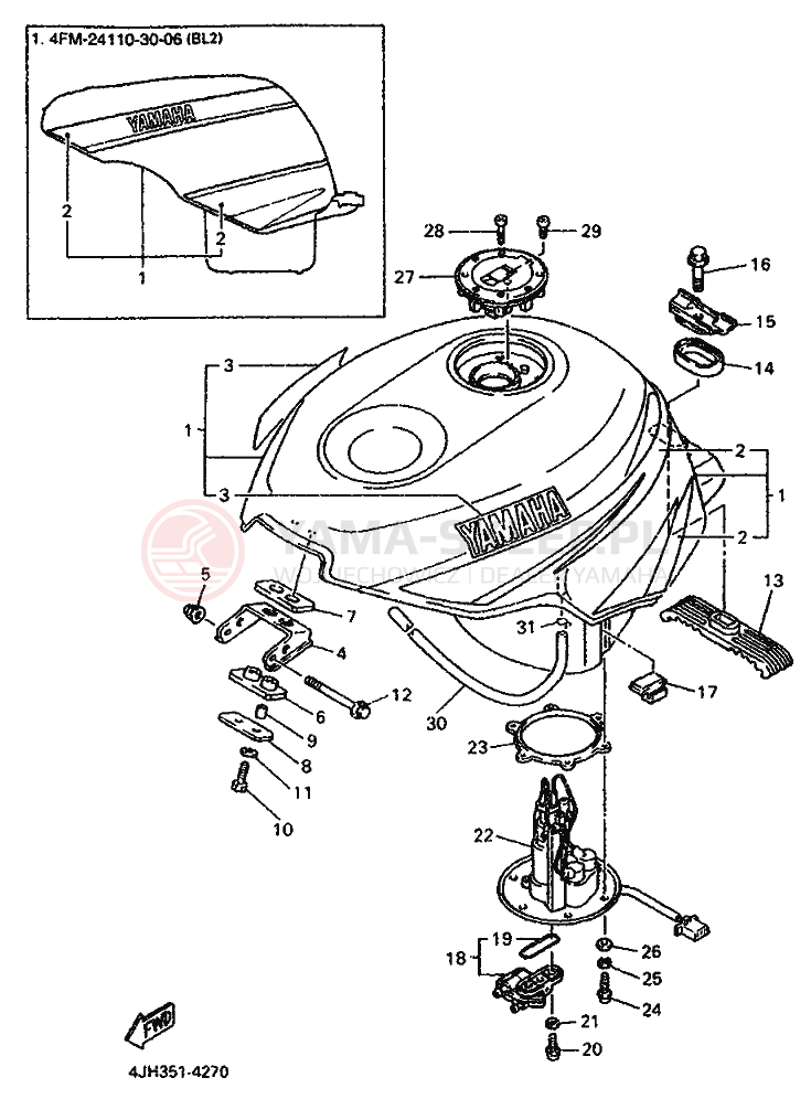 Schemat "zbiornik paliwa" do Yamaha FZR600R