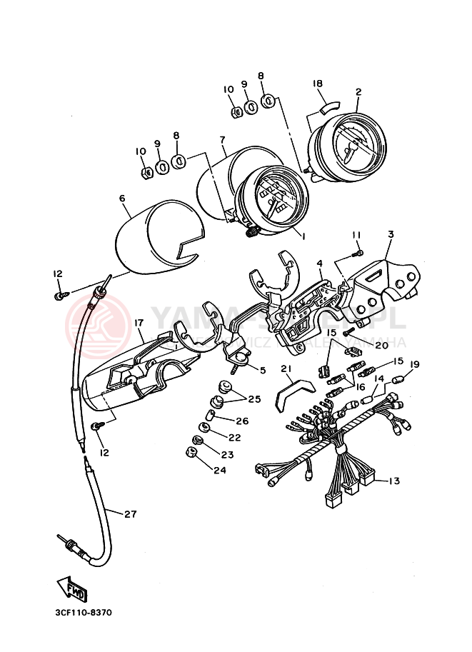 Schemat "licznik" do Yamaha XV750 VIRAGO