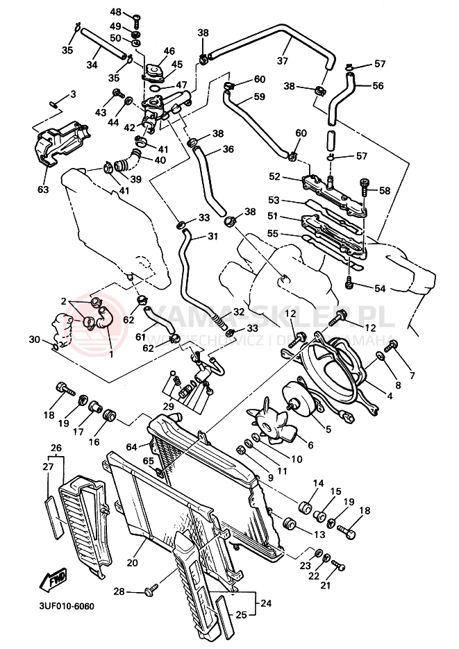 Schemat "Układ chlodzenia" do Yamaha VMAX12 VMAX1200