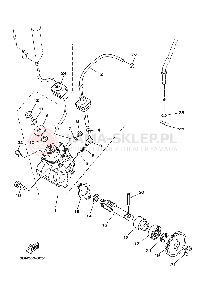 Schemat "Pompa olejowa" do Yamaha DT125R