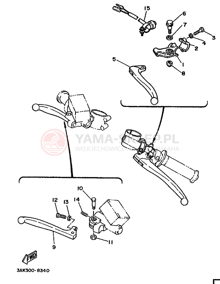 Schemat "Kierownica i osprzęt" do Yamaha TZ250