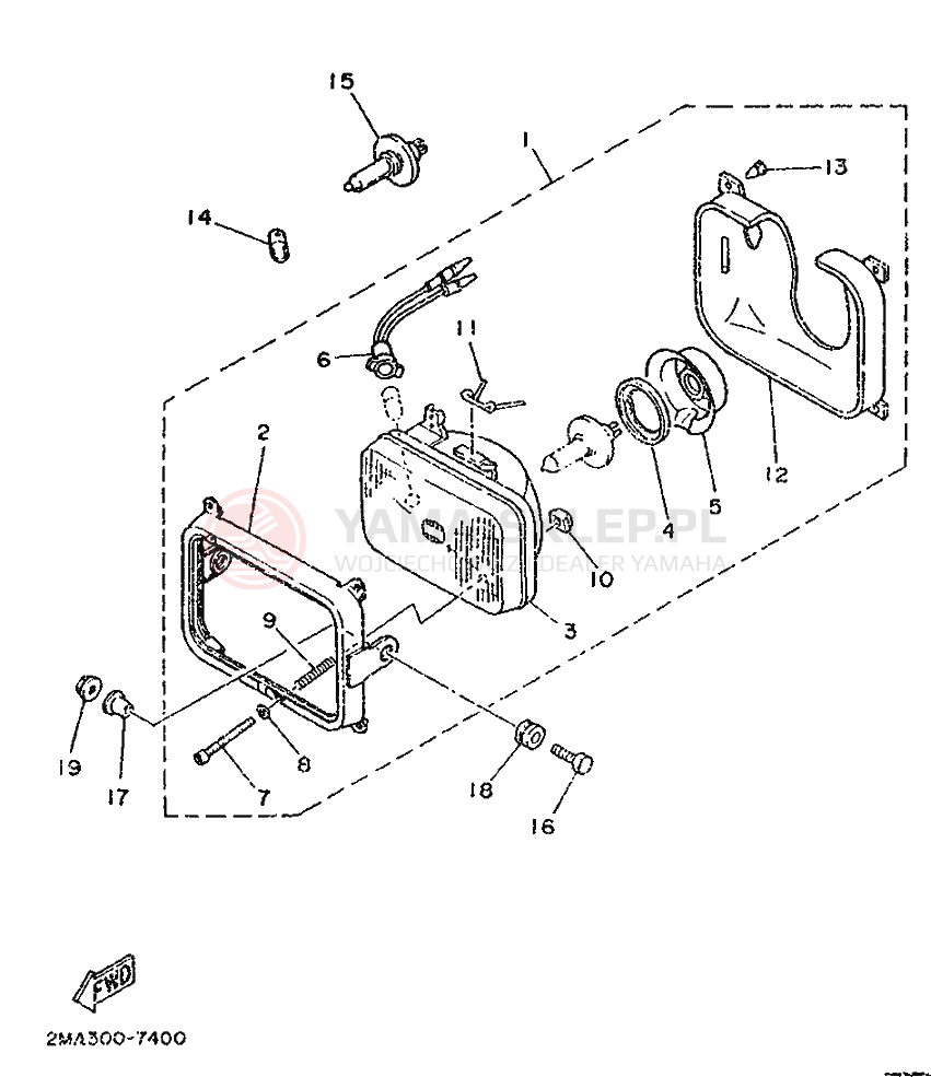 Schemat "Lampa przód" do Yamaha TZR250