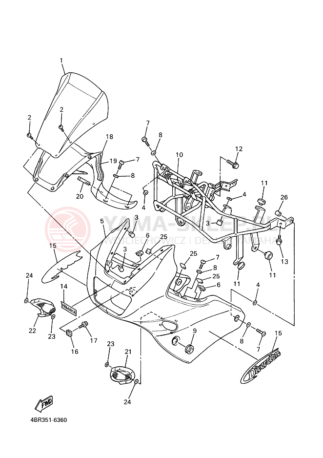 Schemat "elementy nadwozia" do Yamaha XJ600S DIVERSION