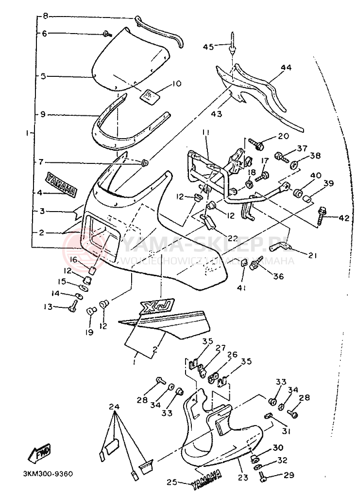 Schemat "elementy nadwozia" do Yamaha XJ600