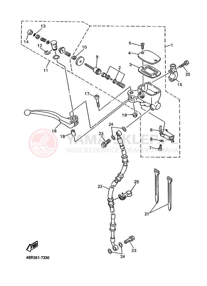 Schemat "Pompa hamulcowa przednia" do Yamaha XJ600S DIVERSION