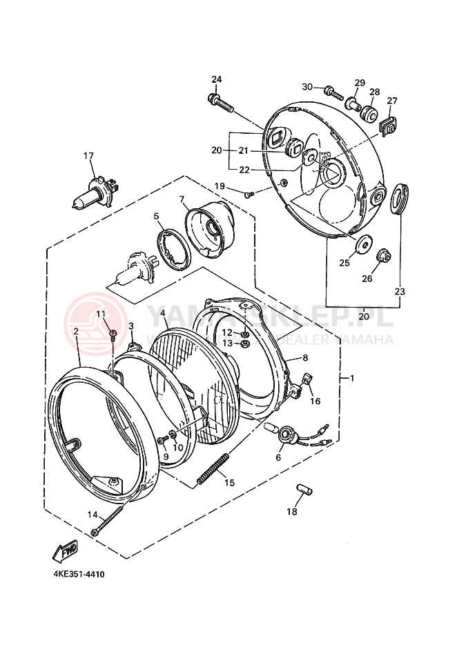 Schemat "Lampa przód" do Yamaha XJ600N