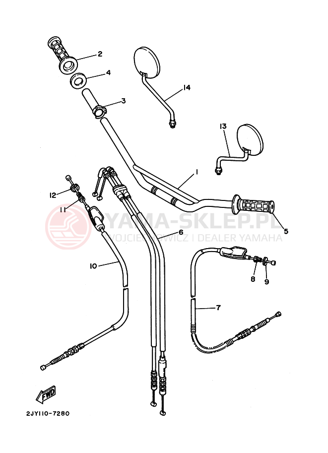 Schemat "Kierownica i osprzęt" do Yamaha TW200