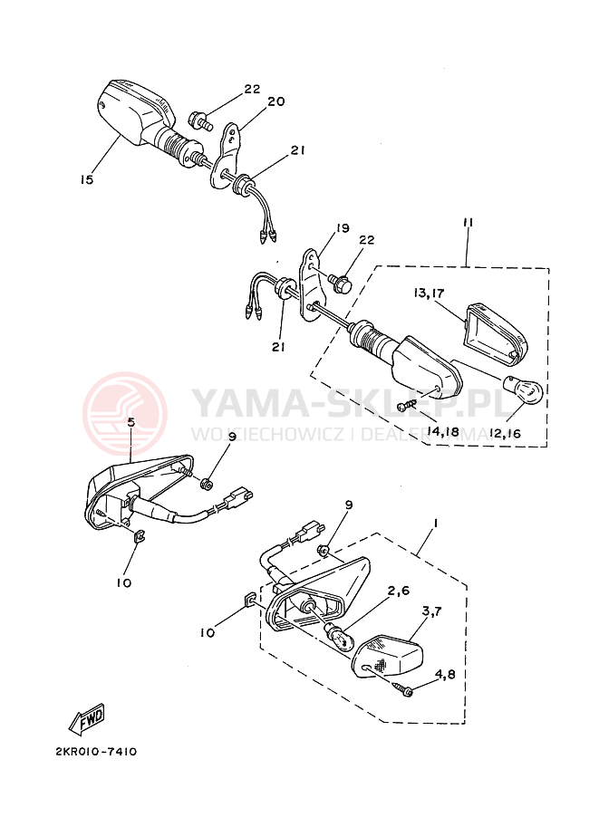Schemat "kierunkowskazy" do Yamaha FZR250