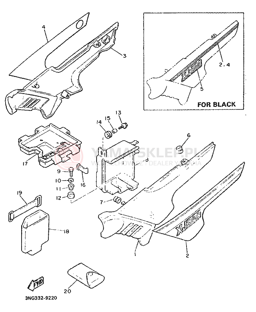 Schemat "Pokrywa boczna" do Yamaha XJ900
