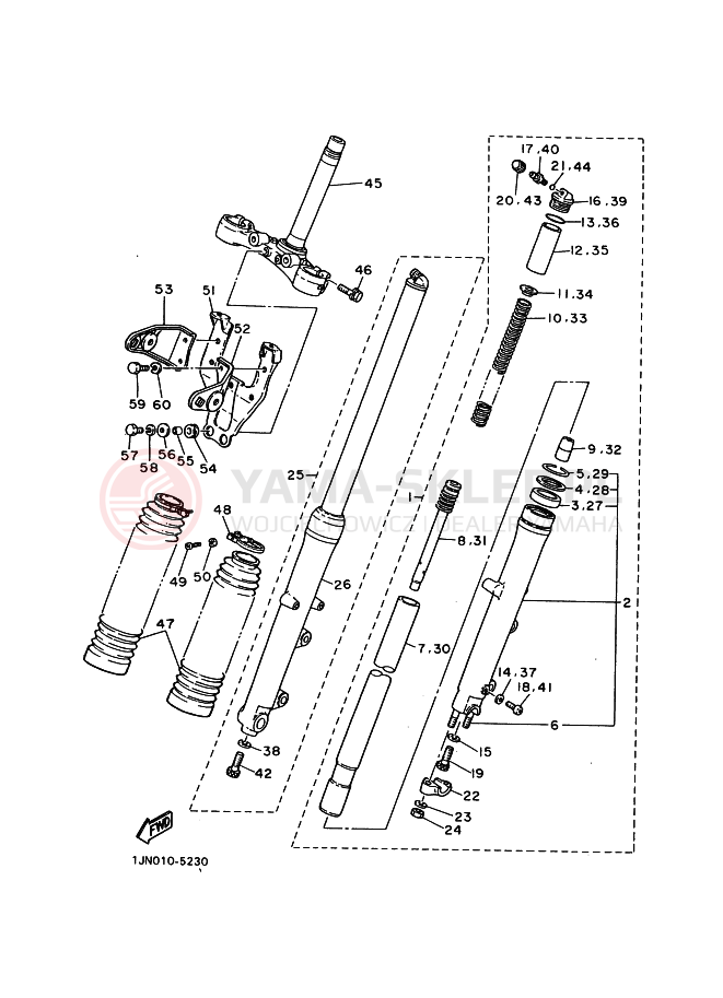 Schemat "Amortyzatory przód" do Yamaha SR400 SR400C
