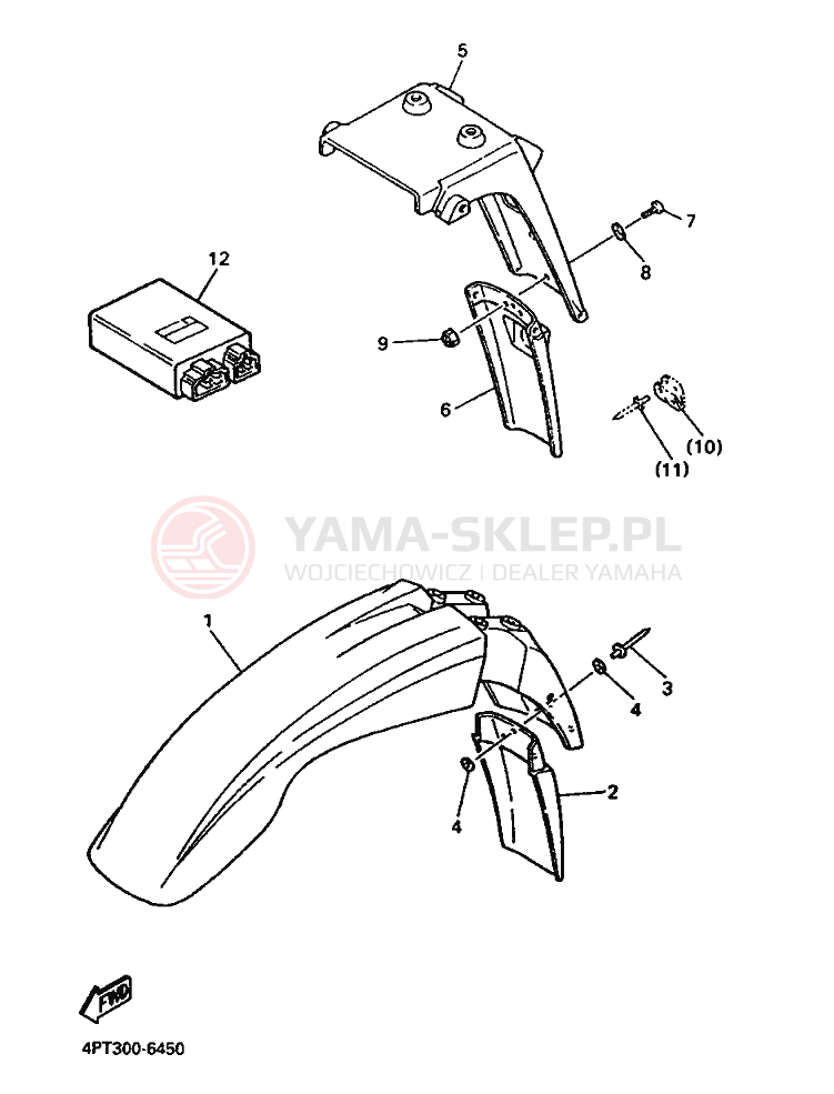Schemat "Zawieszenie przód" do Yamaha XT600E