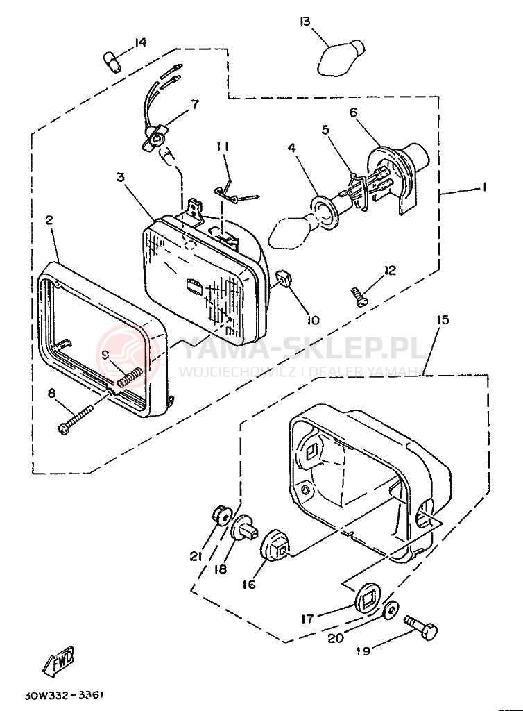 Schemat "Lampa przód" do Yamaha RD75LC