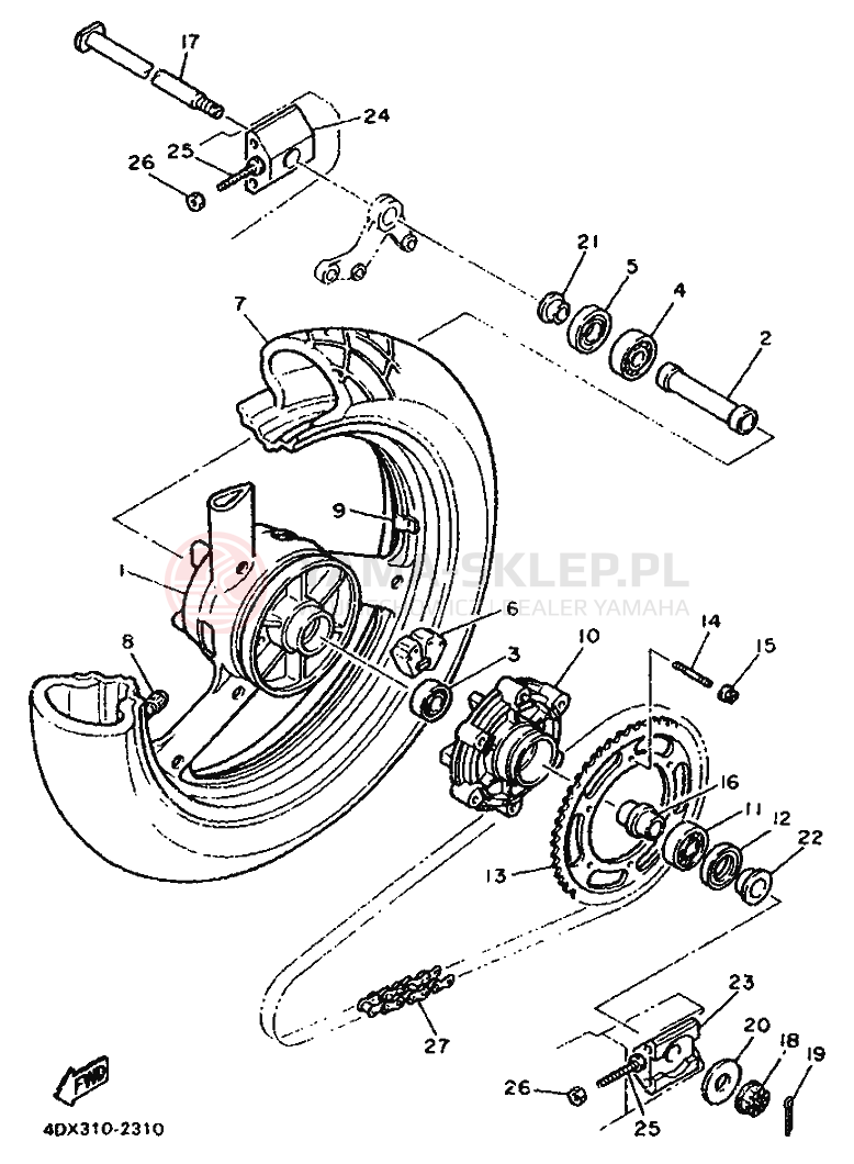 Schemat "Koło tył" do Yamaha FZR400RR
