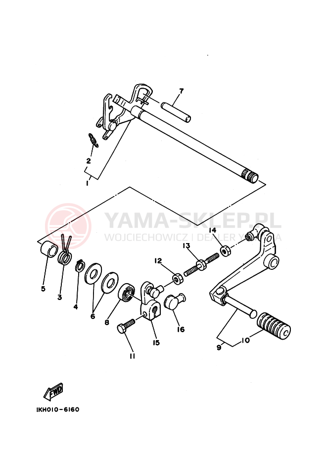 Schemat "Dźwignia zmiany biegów, wałek" do Yamaha XT225 SEROW