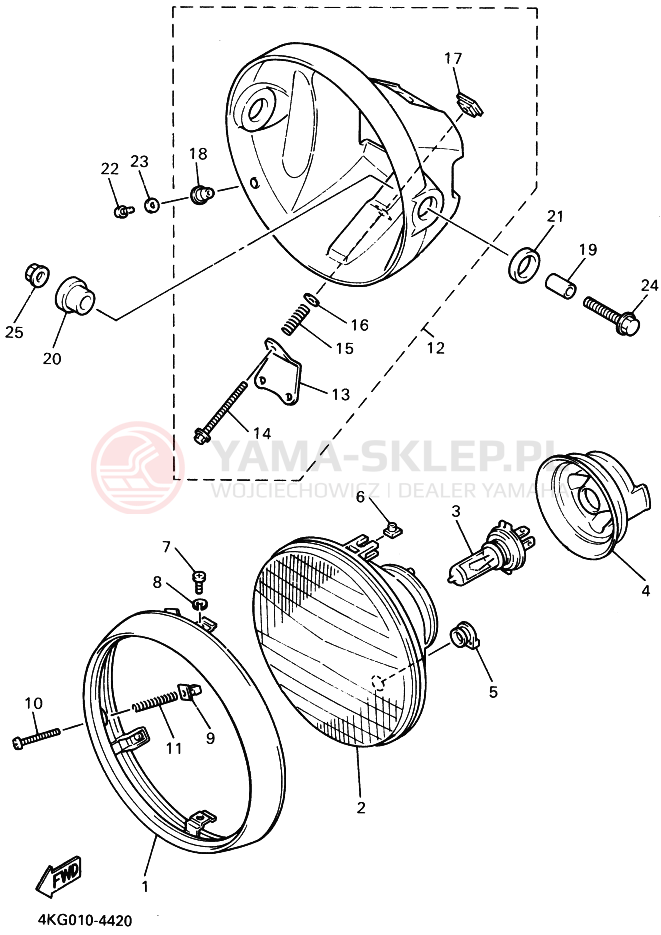 Schemat "Lampa przód" do Yamaha XJR1300