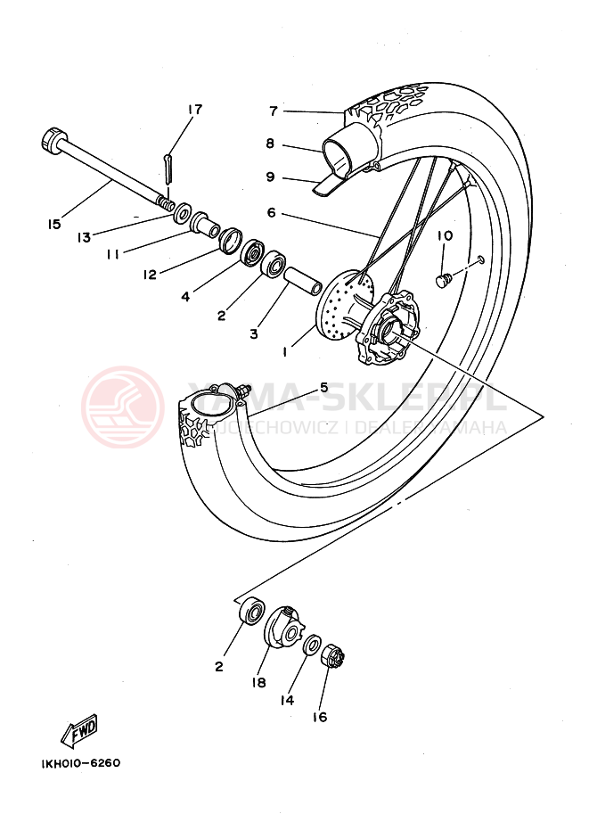 Schemat "Koło przód" do Yamaha XT225 XT225E