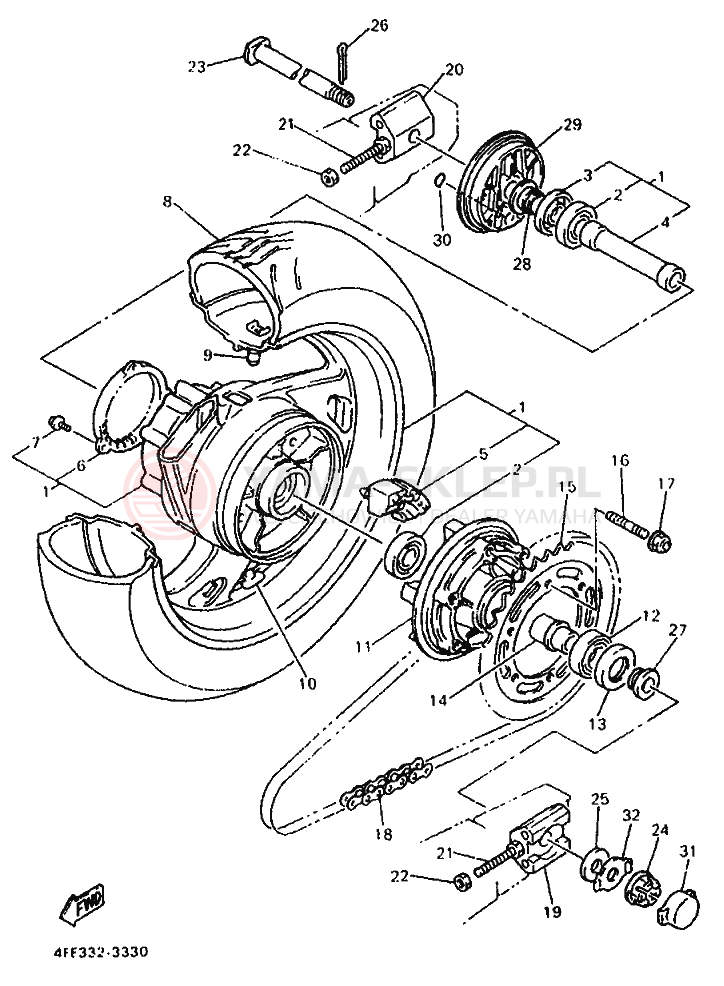 Schemat "Koło tył" do Yamaha GTS1000A