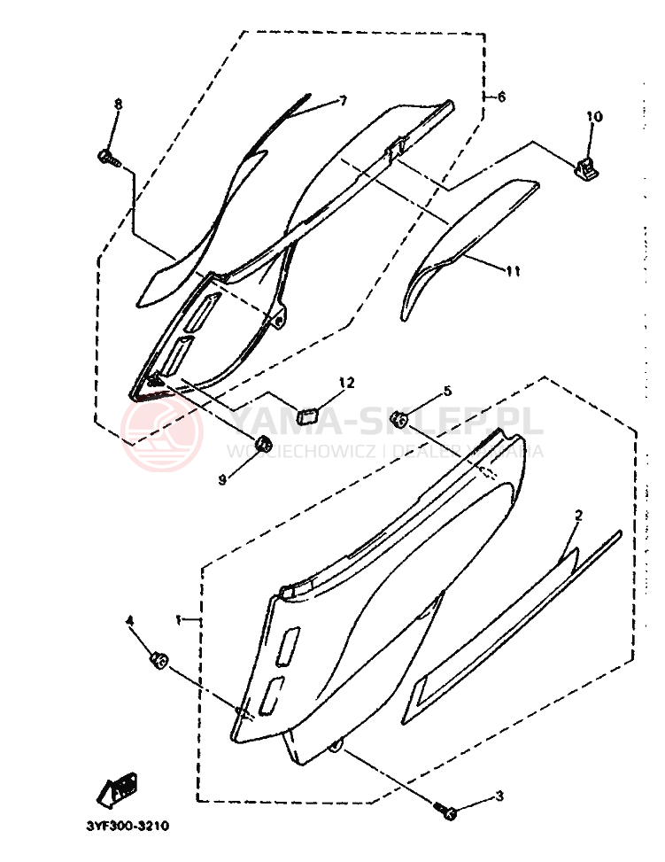 Schemat "Pokrywa boczna" do Yamaha XTZ660