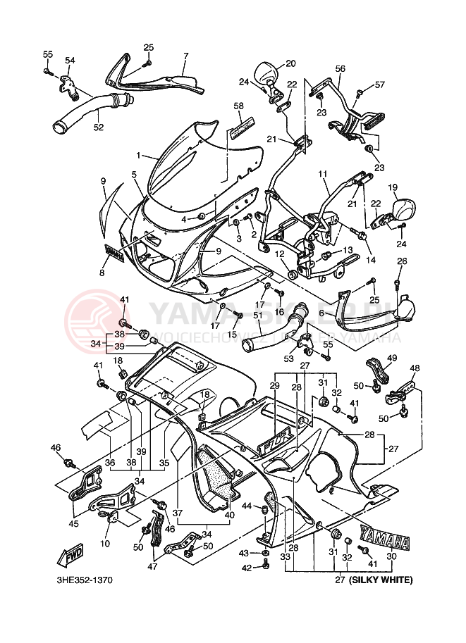 Schemat "Obudowa silnika" do Yamaha FZR500