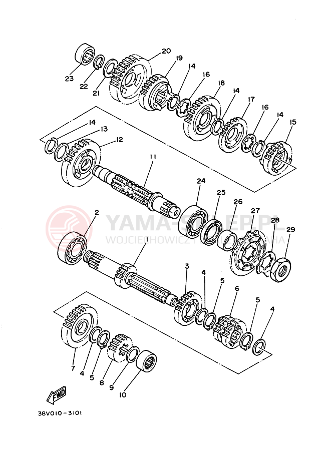 Schemat "Skrzynia biegów " do Yamaha TY250R