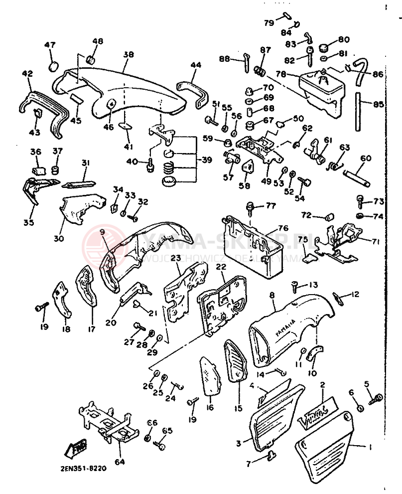 Schemat "Pokrywa boczna" do Yamaha VMX1200
