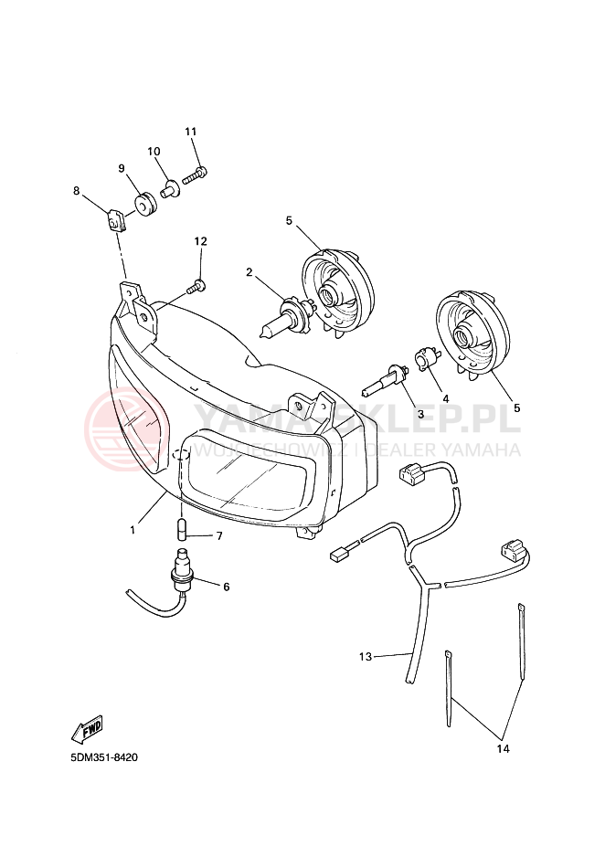 Schemat "Lampa przód" do Yamaha FZS600 FAZER