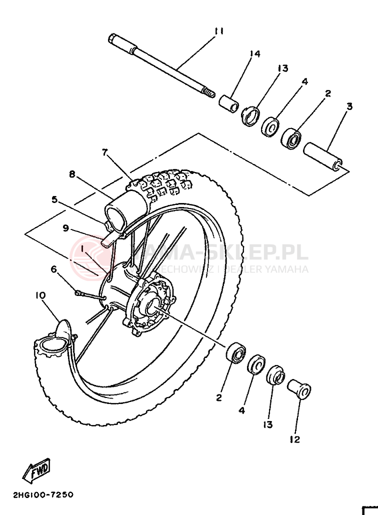 Schemat "Koło przód" do Yamaha YZ125