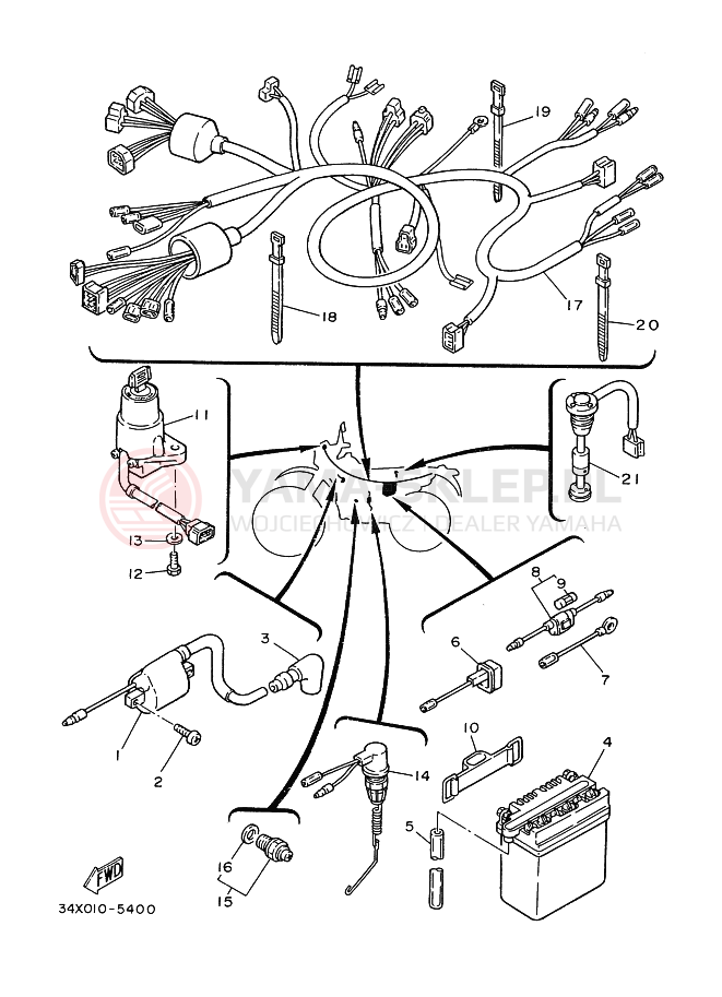 Schemat "układ elektryczny" do Yamaha DT125R