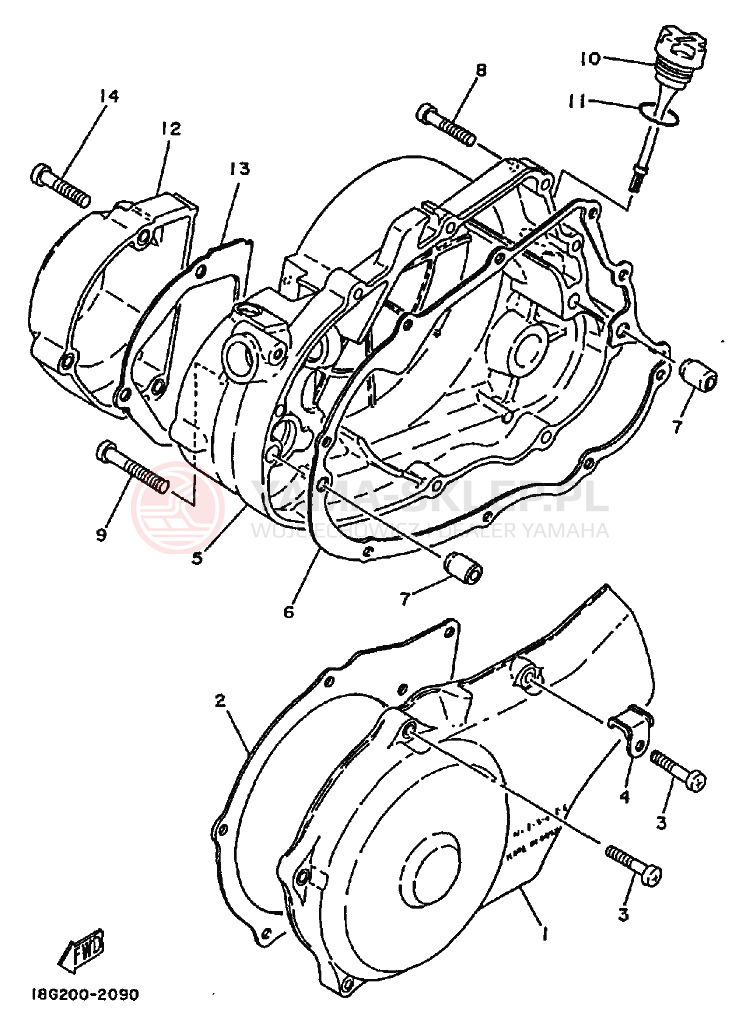 Schemat "Pokrywa silnika" do Yamaha DT175 DT175G