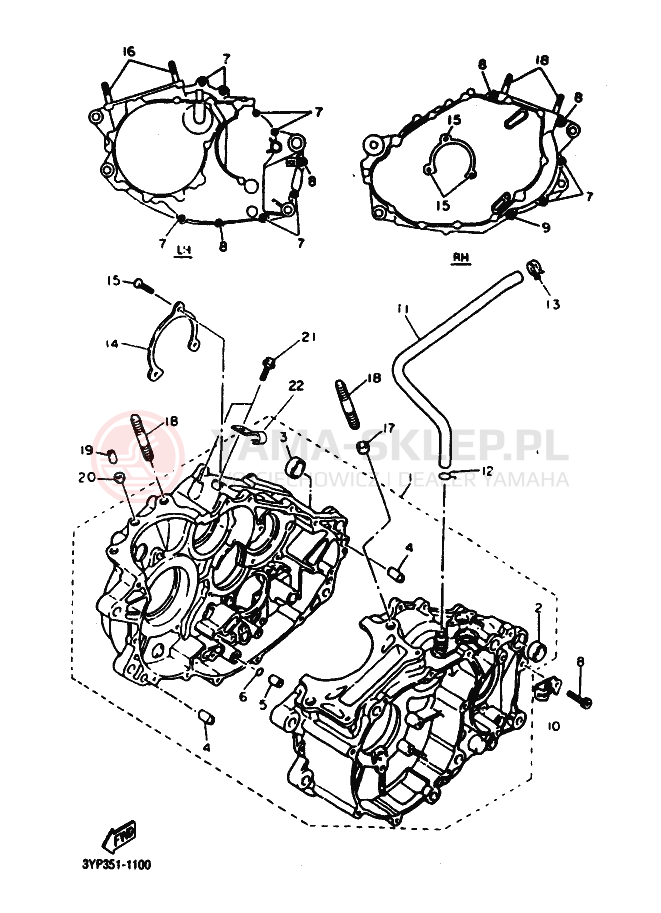 Schemat "Obudowa silnika" do Yamaha XT600