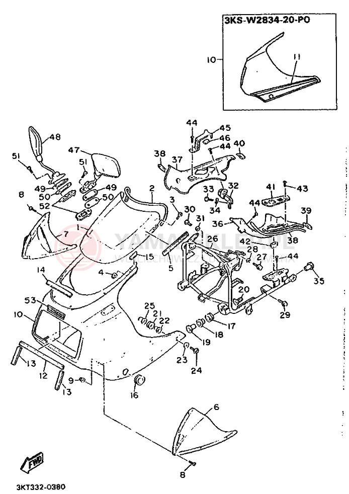 Schemat "elementy nadwozia" do Yamaha FZ750 GENESIS