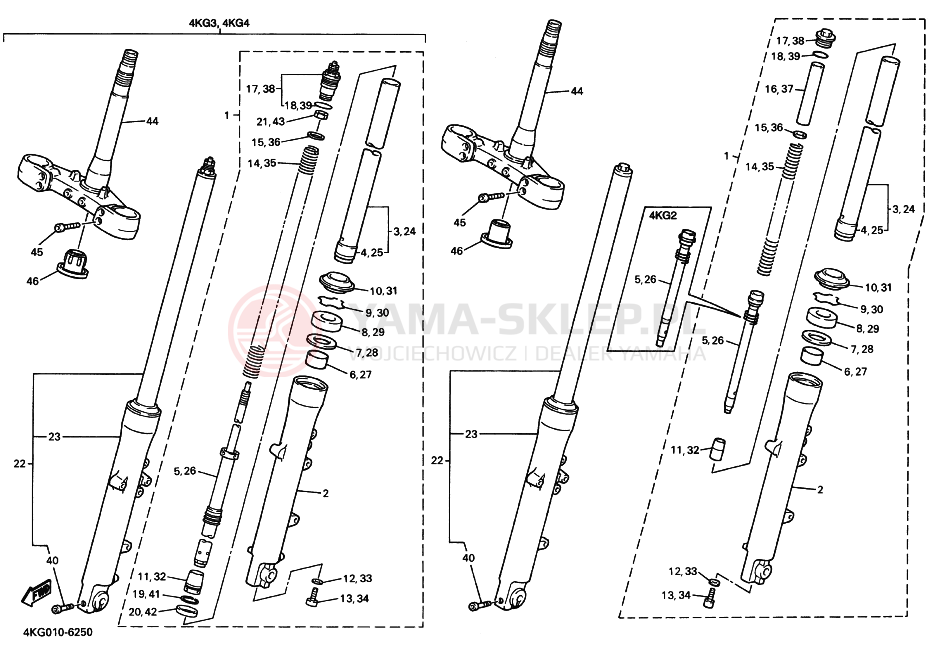 Schemat "Amortyzatory przód" do Yamaha XJR1200