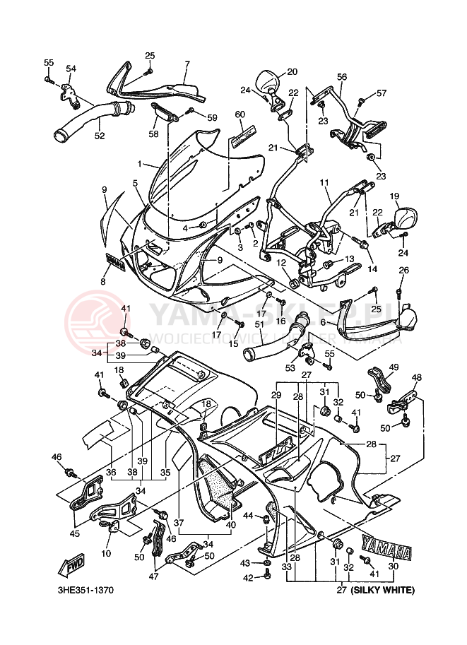 Schemat "elementy nadwozia" do Yamaha FZR600 GENESIS