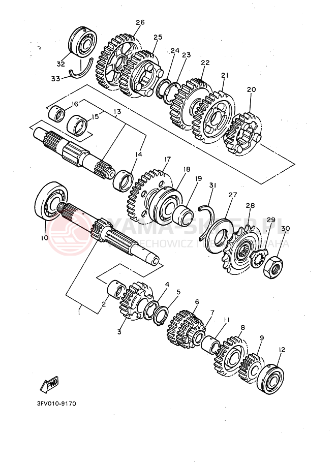 Schemat "Skrzynia biegów " do Yamaha FZR750R