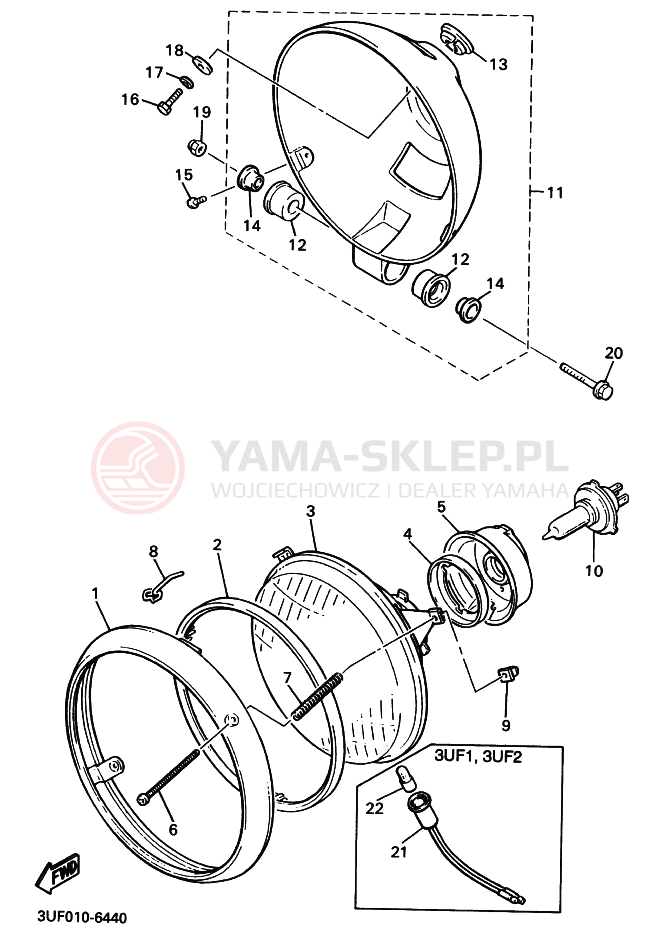 Schemat "Lampa przód" do Yamaha VMAX12 VMAX1200