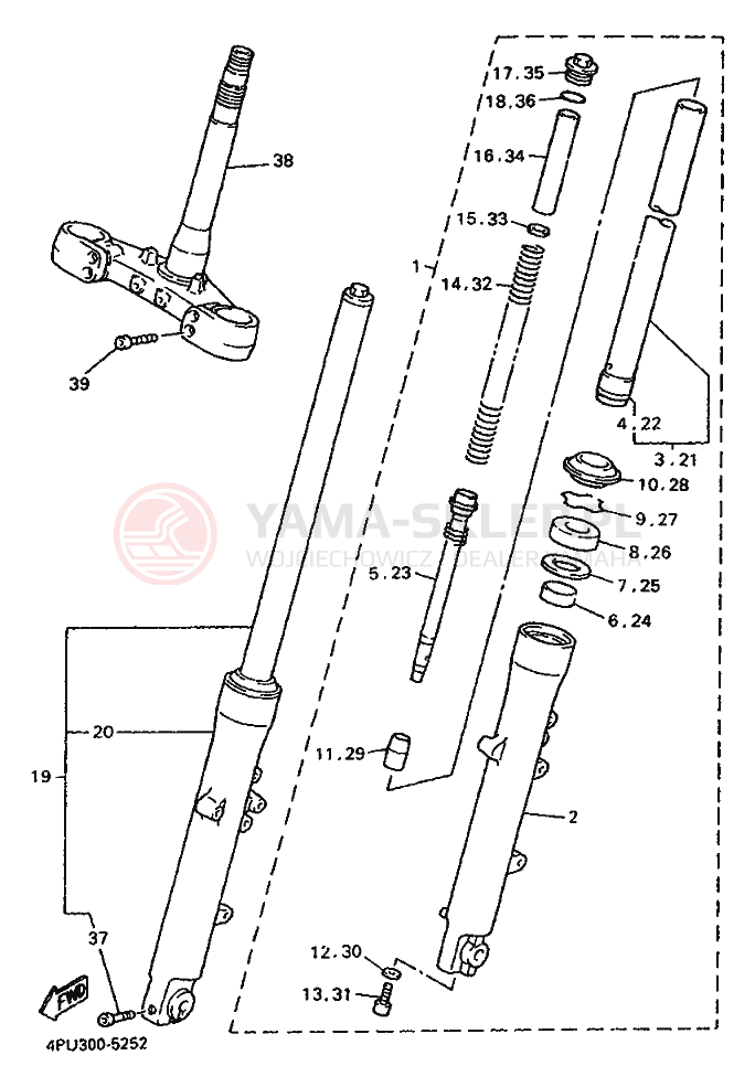 Schemat "Amortyzatory przód" do Yamaha XJR1200
