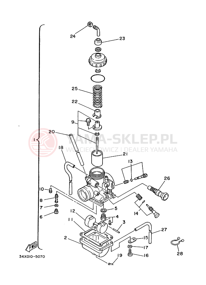 Schemat "Gaźnik" do Yamaha DT125