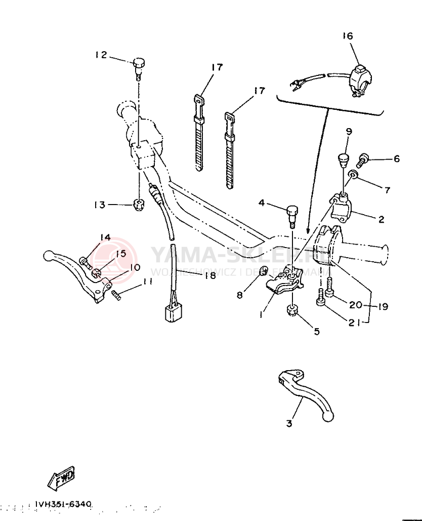 Schemat "Kierownica i osprzęt" do Yamaha IT200S
