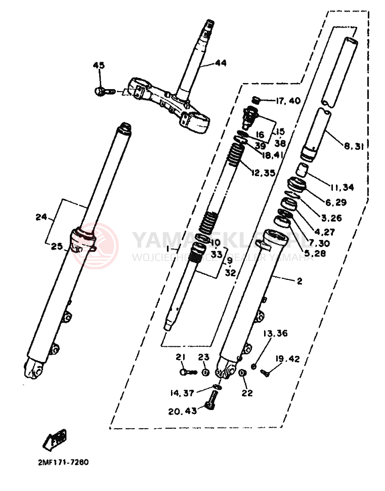 Schemat "Amortyzatory przód" do Yamaha FZ750 GENESIS