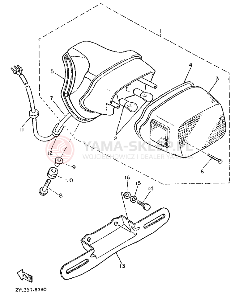 Schemat "lampa tył" do Yamaha XV535 VIRAGO