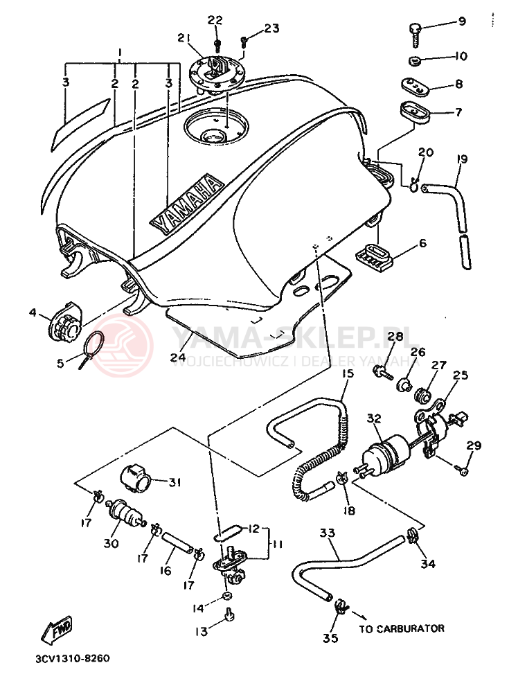Schemat "zbiornik paliwa" do Yamaha FJ1200