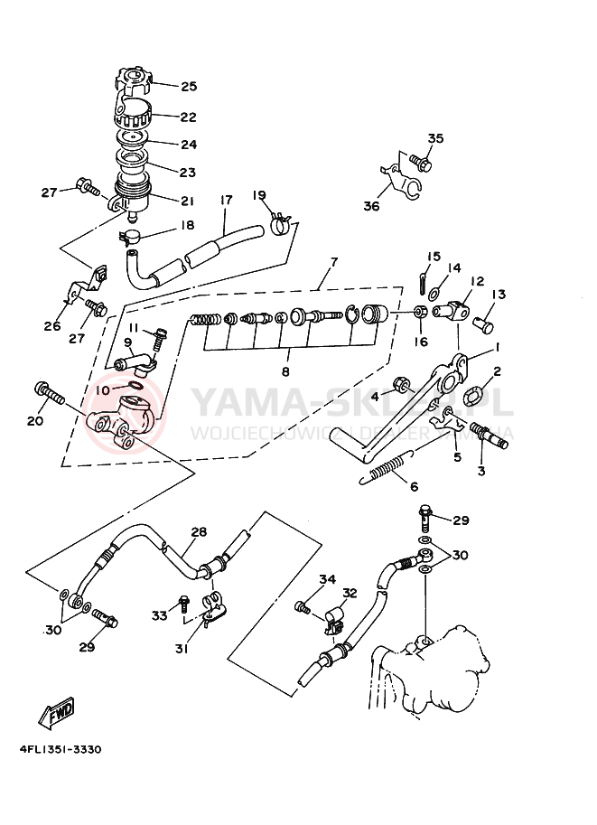 Schemat "CYLINDER MASTER" do Yamaha TZR125
