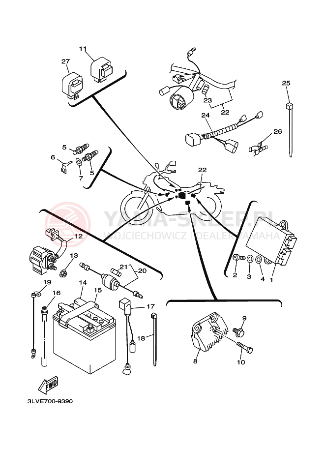 Schemat "układ elektryczny" do Yamaha VIRAGO