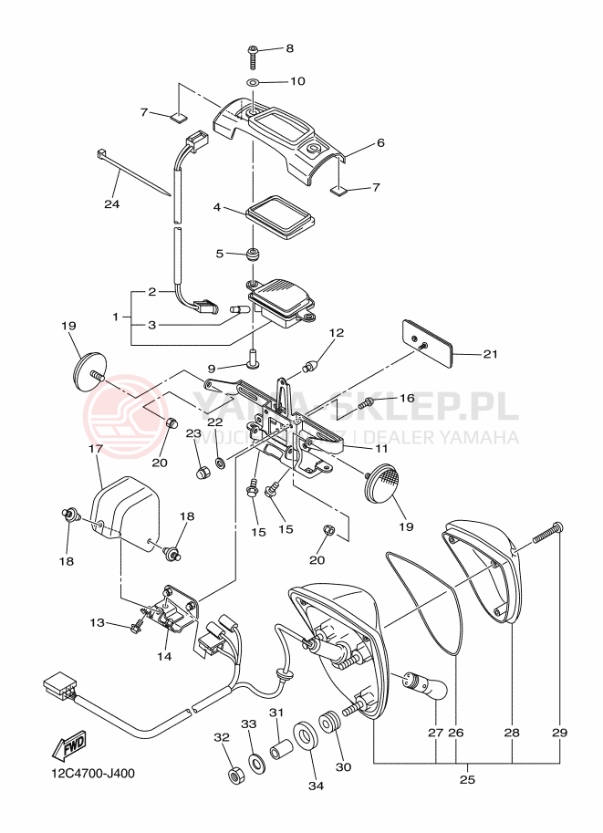 Schemat "lampa tył" do Yamaha XVS1300A