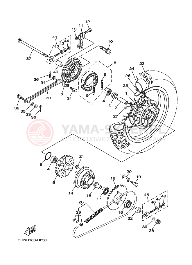 Schemat "Koło tył" do Yamaha TT-R90