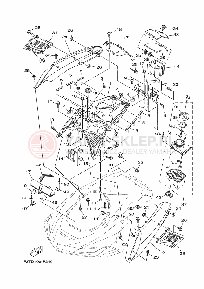 Schemat "ENGINE HATCH" do Yamaha FX HO