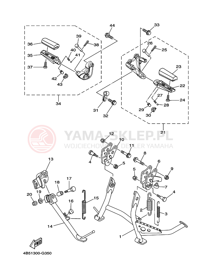 Schemat "Stopka postojowa i podnóżki" do Yamaha TMAX